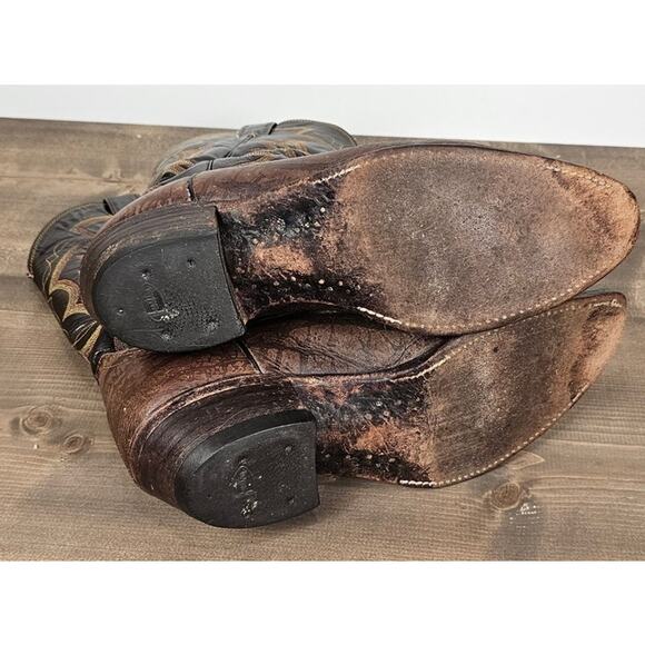 Justin's leather boots men's size 9.5 imperfect western cowboy style 8052 - Picture 8 of 12